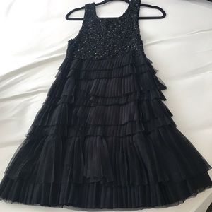 Vintage beaded and sequined tank dress with pleated tulle skirt